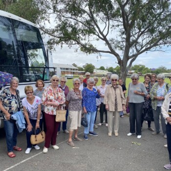Customers infront of the Coach